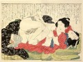 Mujeres teniendo Relaciones por medio de un harikata gode Katsushika Hokusai ukiyoe